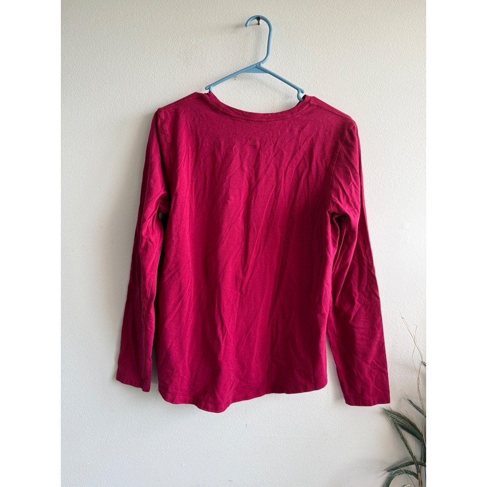 Lululemon Womens Long Sleeve Crew Neck Top Berry Pink Curved Hem Activewear 3869